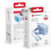 Forcell F-Energy GaN III VT-60 60W PD QC 4.0+ 2x USB-C voeding blauw + USB-C-kabel