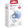 Forcell F-Energy GaN III VT-60 60W PD QC 4.0+ 2x USB-C voeding blauw + USB-C-kabel