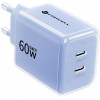 Forcell F-Energy GaN III VT-60 60W PD QC 4.0+ 2x USB-C voeding blauw + USB-C-kabel