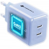Forcell F-Energy GaN III VT-60 60W PD QC 4.0+ 2x USB-C voeding blauw + USB-C-kabel