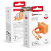 Forcell F-Energy GaN III VT-60 60W PD QC 4.0+ 2x USB-C voeding oranje + USB-C kabel
