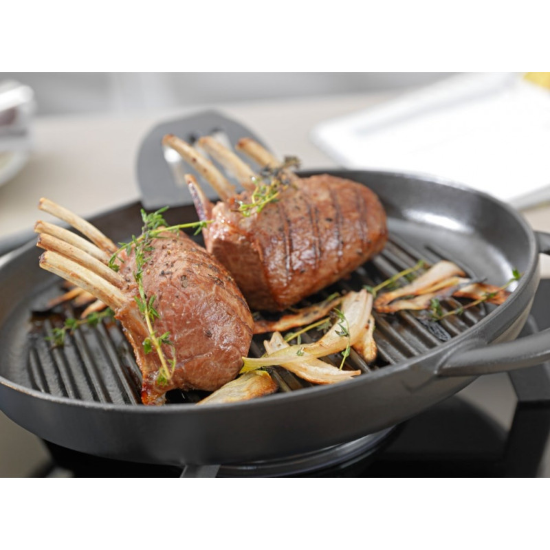 STAUB ronde grillpan van gietijzer met twee handgrepen 40509-522-0 - grafiet 26 cm