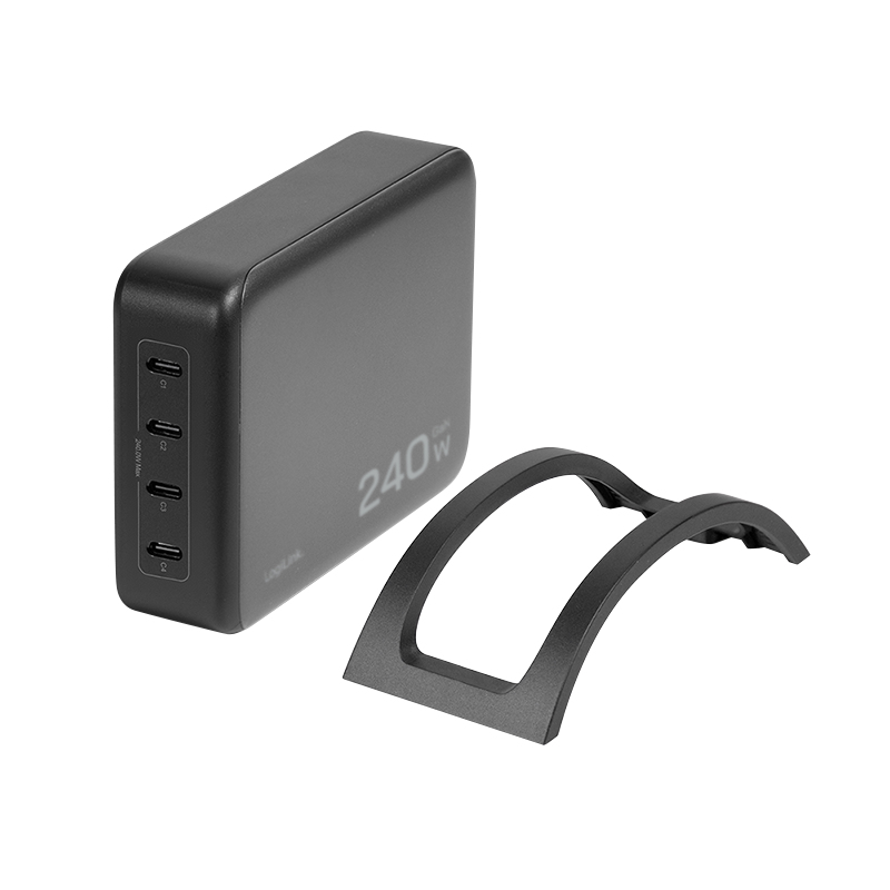 Logilink USB-C bureau-oplader, 240 W, GaN, 4-poorts, 4x USB-C (PD), zwart