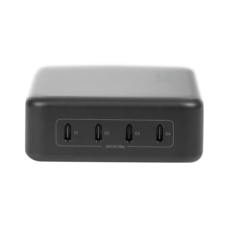 Logilink USB-C bureau-oplader, 240 W, GaN, 4-poorts, 4x USB-C (PD), zwart
