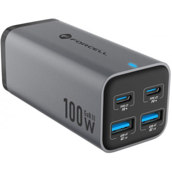 Forcell F-Energy GaN III VT-49 tafellader, 2x USB-C + 2x USB-A, PD, QC 4.0, 100 W, grijs