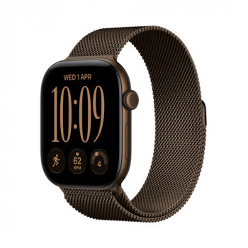 Apple Watch Series 12 GPS + Cellular 46mm donkerbrons aluminium behuizing met Dark Bronze Milanese Loop - M/L