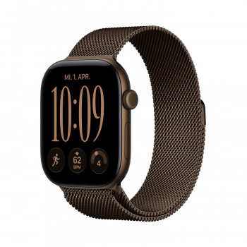 Apple Watch Series 12 GPS + Cellular 46mm donkerbrons aluminium behuizing met Dark Bronze Milanese Loop - M/L
