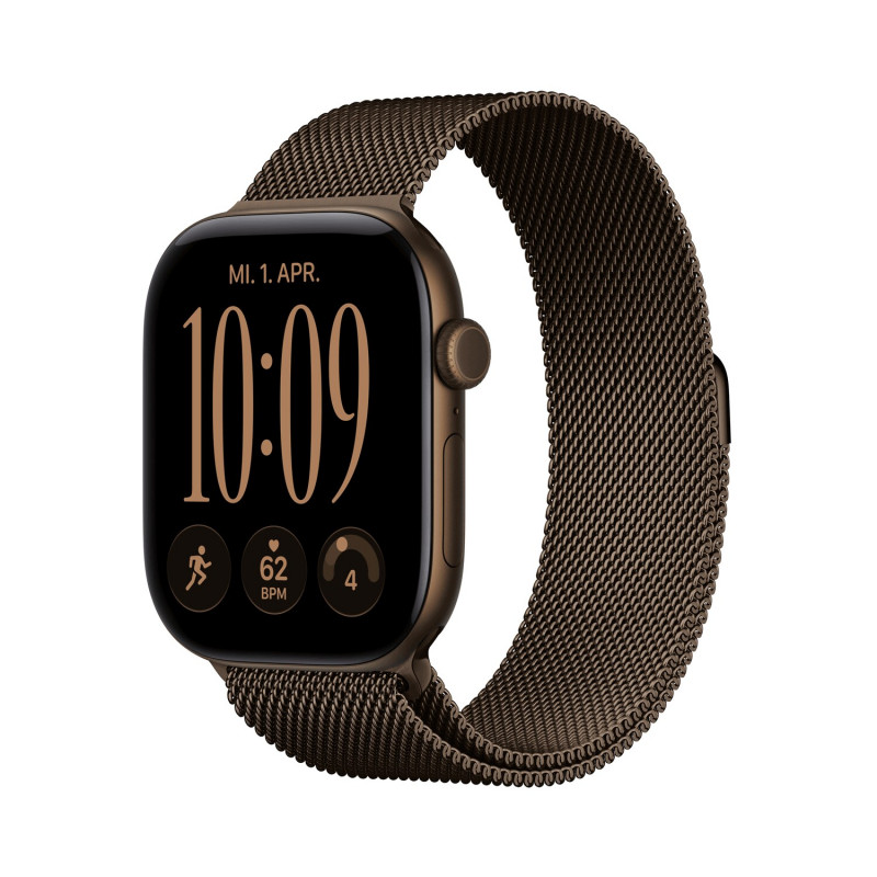 Apple Watch Series 12 GPS + Cellular 46mm donkerbrons aluminium behuizing met Dark Bronze Milanese Loop - M/L