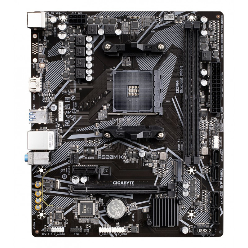Gigabyte A520M K moederbord, AMD A520, AM4, mATX
