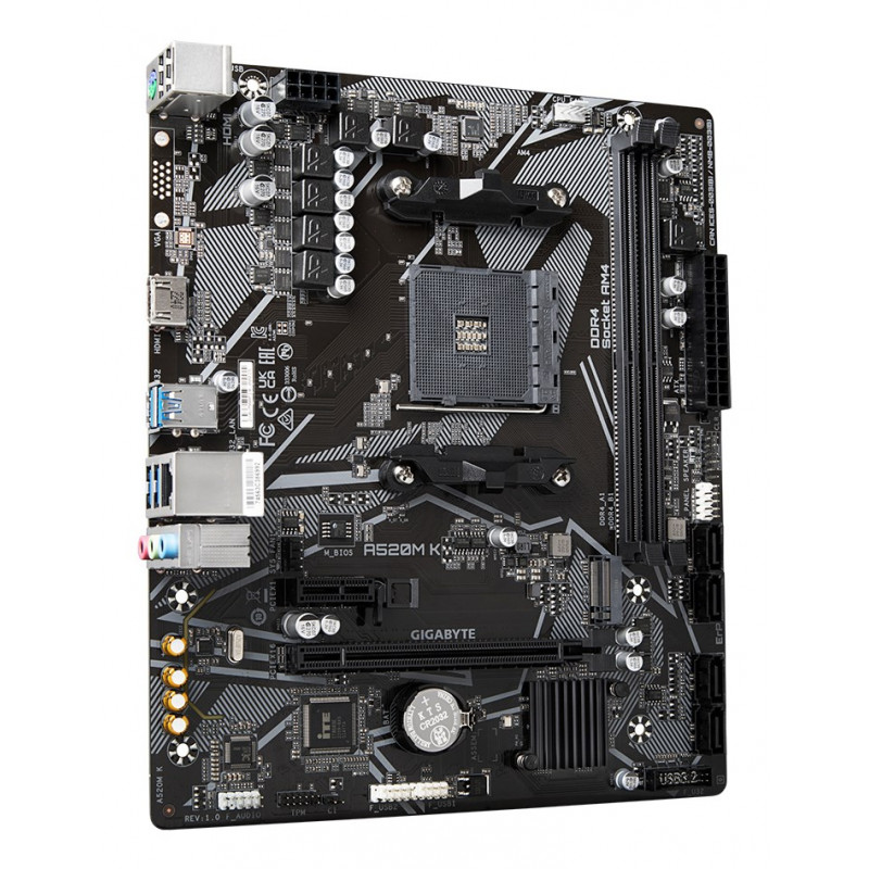 Gigabyte A520M K moederbord, AMD A520, AM4, mATX