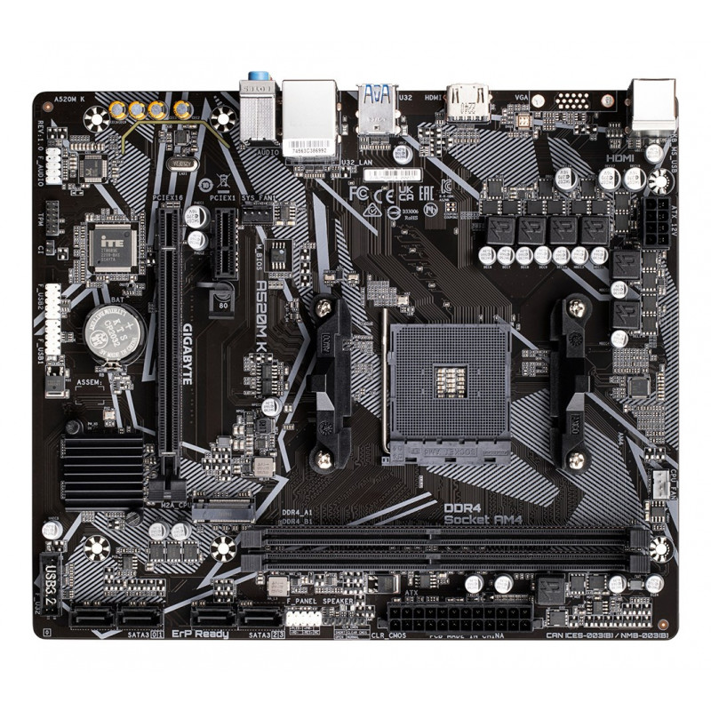 Gigabyte A520M K moederbord, AMD A520, AM4, mATX
