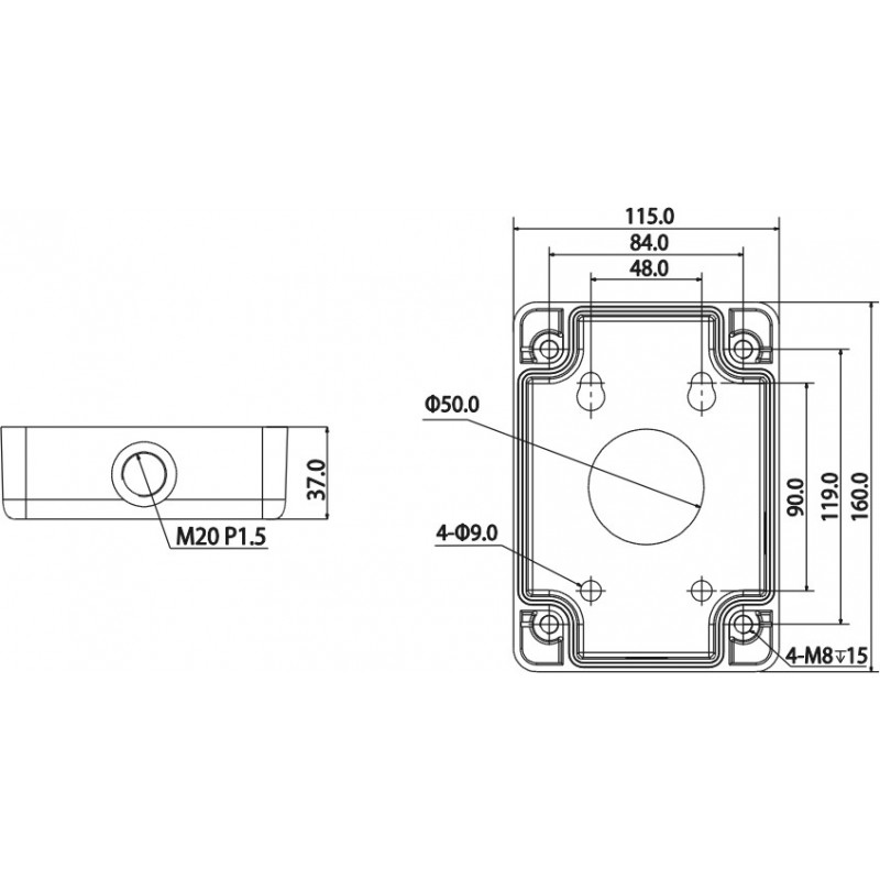 Miton MT-P120 aluminium aansluitdoos voor camerahouders