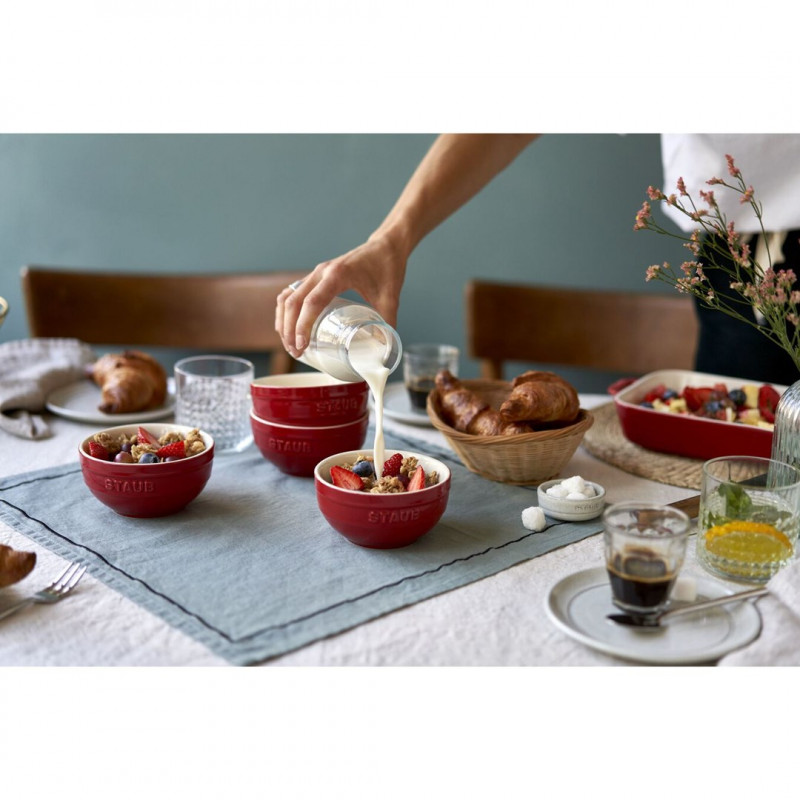 Staub Ceramique schaalset 0,4 L rond keramiek rood 4 stuks