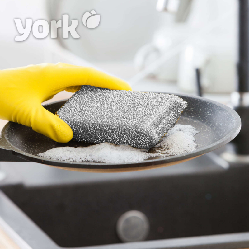 YORK spons voor teflon oppervlakken in metalen behuizing 12,5x8x2,7cm