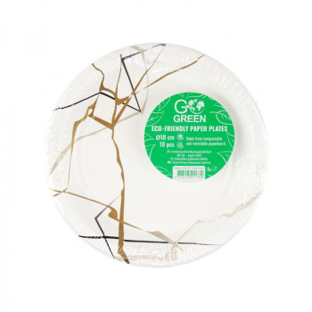Gogreen milieuvriendelijke kartonnen borden Marble Go Green Ø18 cm 10 stuks