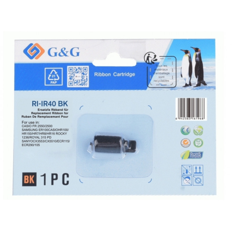 G&G inktroller compatibel met CASIO IR40 / Group 744, zwart (18489)