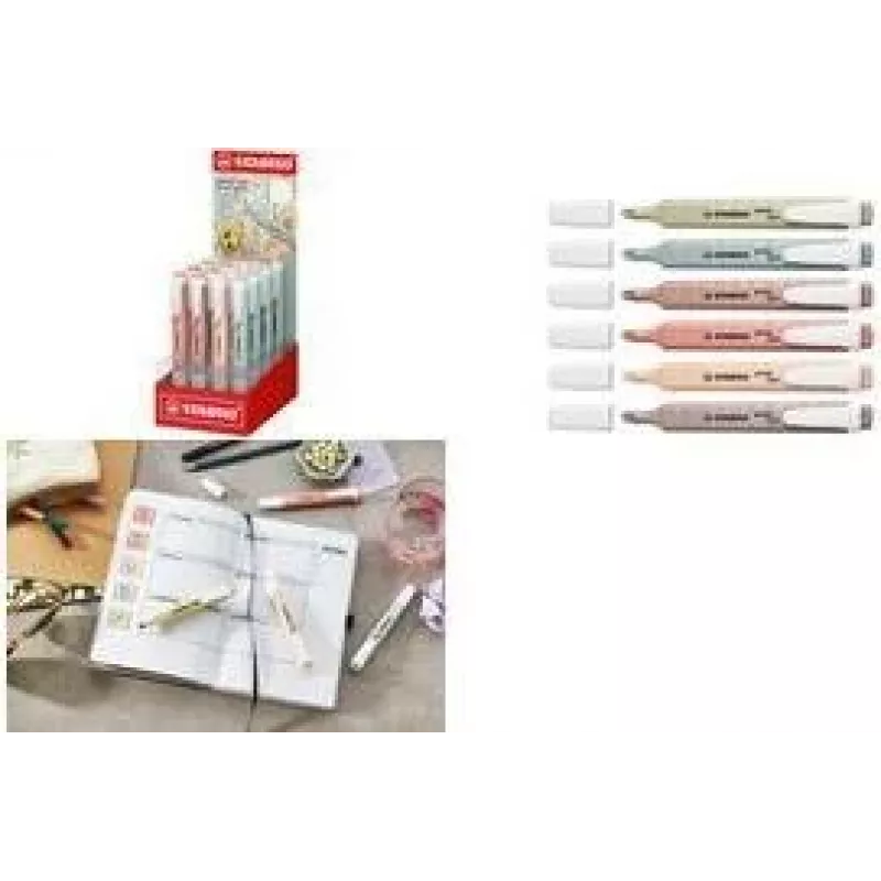 STABILO swing cool NatureCOLORS markeerstift, 16er-display, beitelpunt 1,0-4,0 mm (275/16-9)