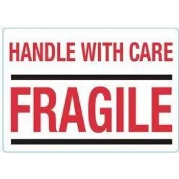 rillprint Aanwijzingsetiketten HANDLE WITH CARE / FRAGILE, permanent hechtend, wit/rood