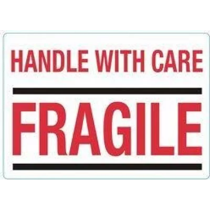 rillprint Aanwijzingsetiketten HANDLE WITH CARE / FRAGILE, permanent hechtend, wit/rood