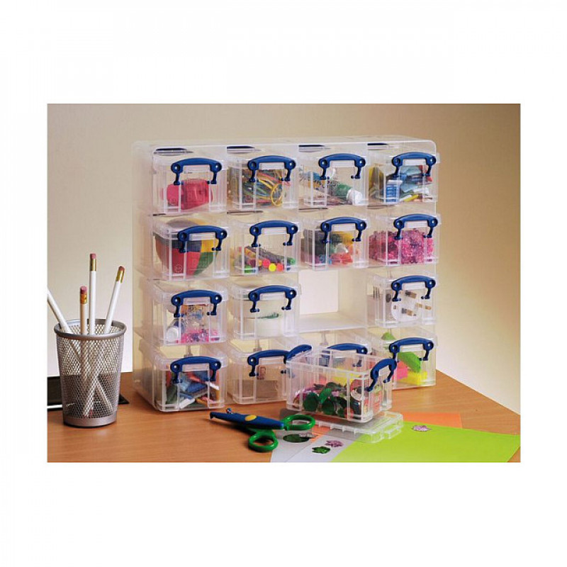Really Useful Box opbergbox met 16x 0,3 l boxen, 37,5 x 12,5 x 31,0 cm, transparant