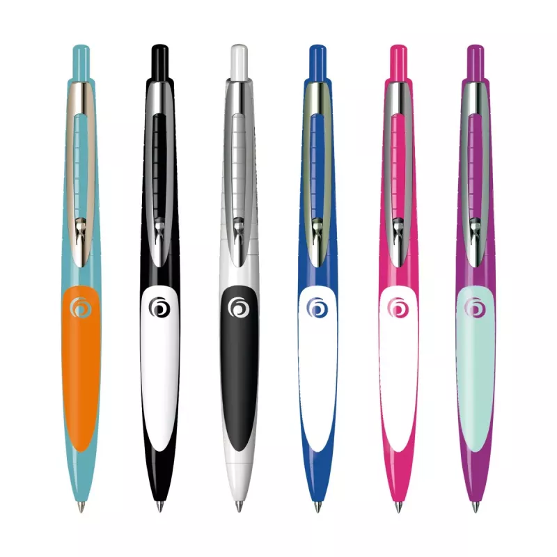 Herlitz my.pen balpen met drukmechanisme, zwart/wit, 0,6 mm, blauwe inkt