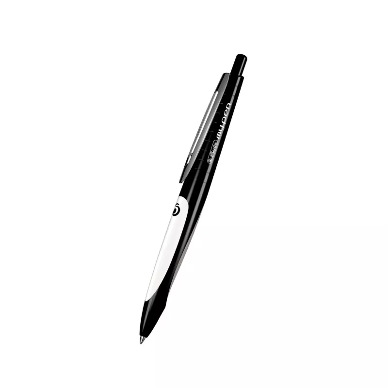 Herlitz my.pen balpen met drukmechanisme, zwart/wit, 0,6 mm, blauwe inkt