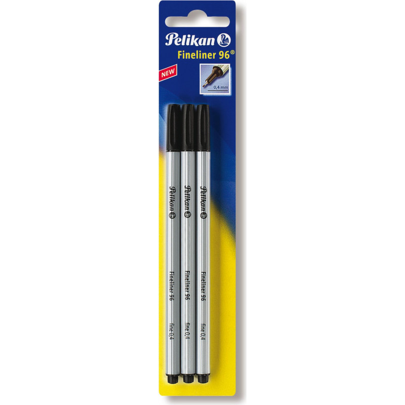 Pelikan fineliner 96, zwart, metaalomhulde punt, documentechte lichtbestendige inkt