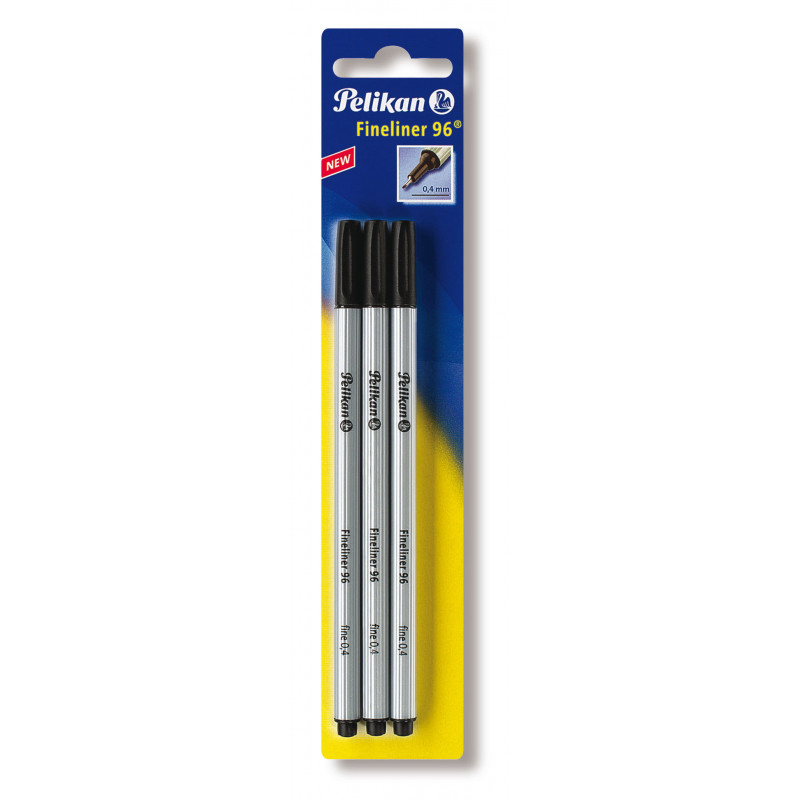 Pelikan fineliner 96, zwart, metaalomhulde punt, documentechte lichtbestendige inkt