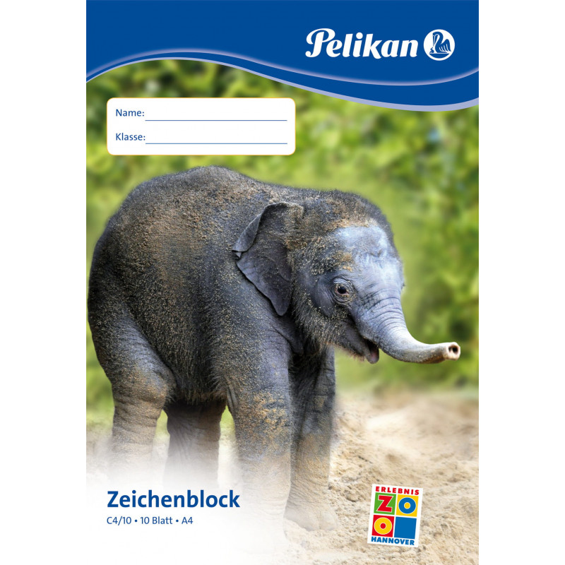Pelikan C4/10 tekenblok A4, 100 g/m², 10 blad, chloorvrij, wit