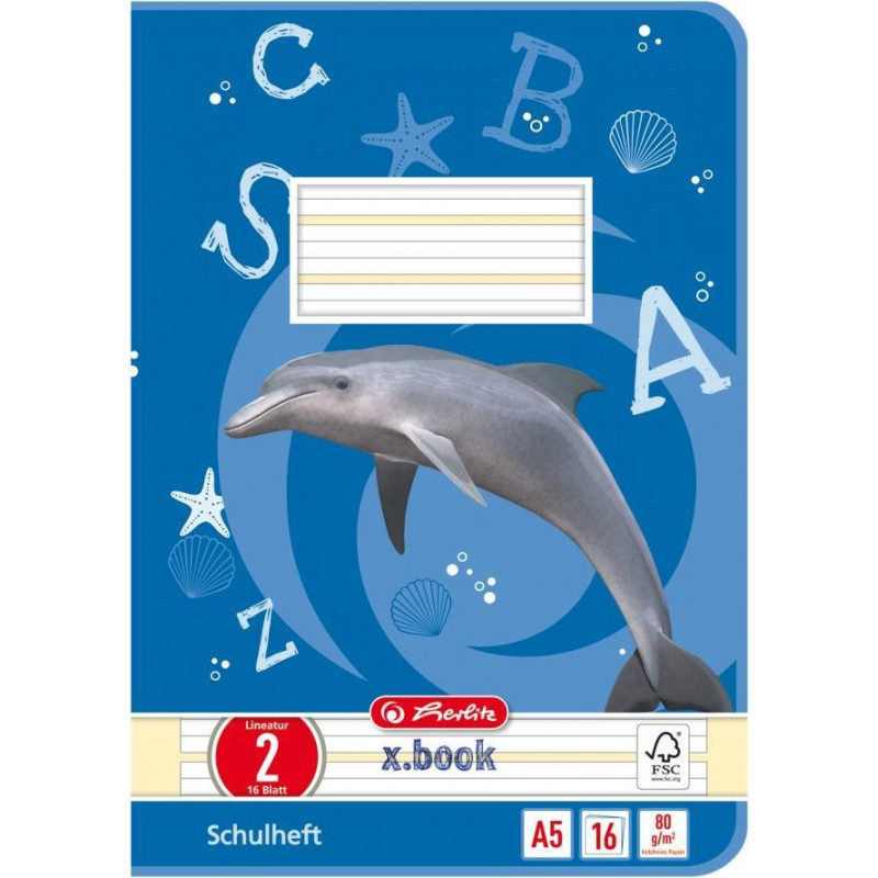 Herlitz schrift A5, 16 blad, lijning 02 (gelinieerd), FSC