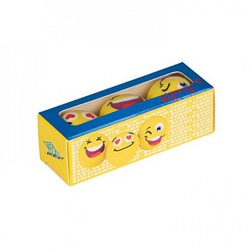 WEDO SMILEY gum, geel, 3 designs in één box