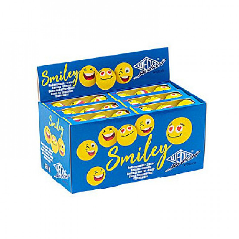 WEDO SMILEY gum, geel, 3 designs in één box