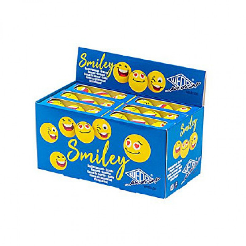 WEDO SMILEY gum, geel, 3 designs in één box