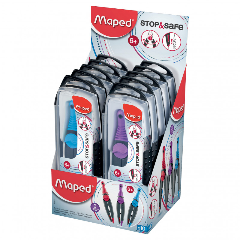 Maped passer, blauw, paars of rood