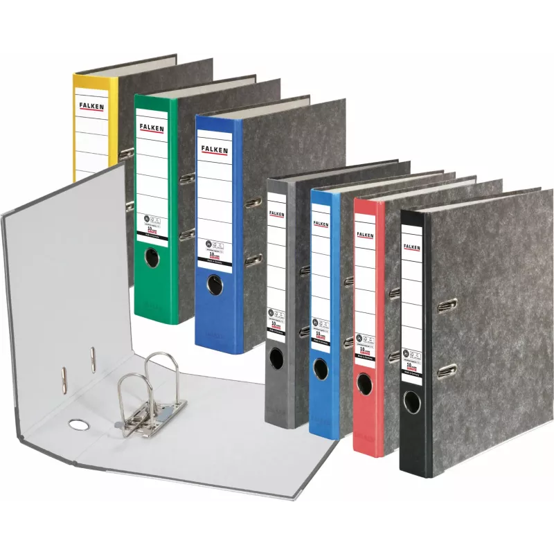 FALKEN recycling ordner A4, 8 cm, blauw gemarmerd