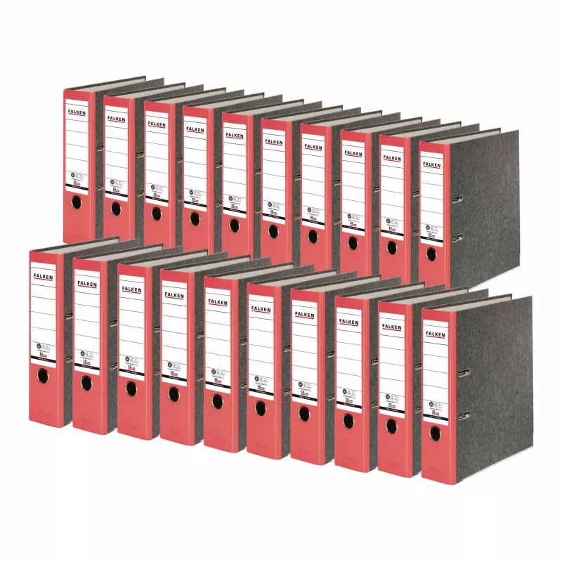 FALKEN recycling ordner A4, 8 cm, rood gemarmerd