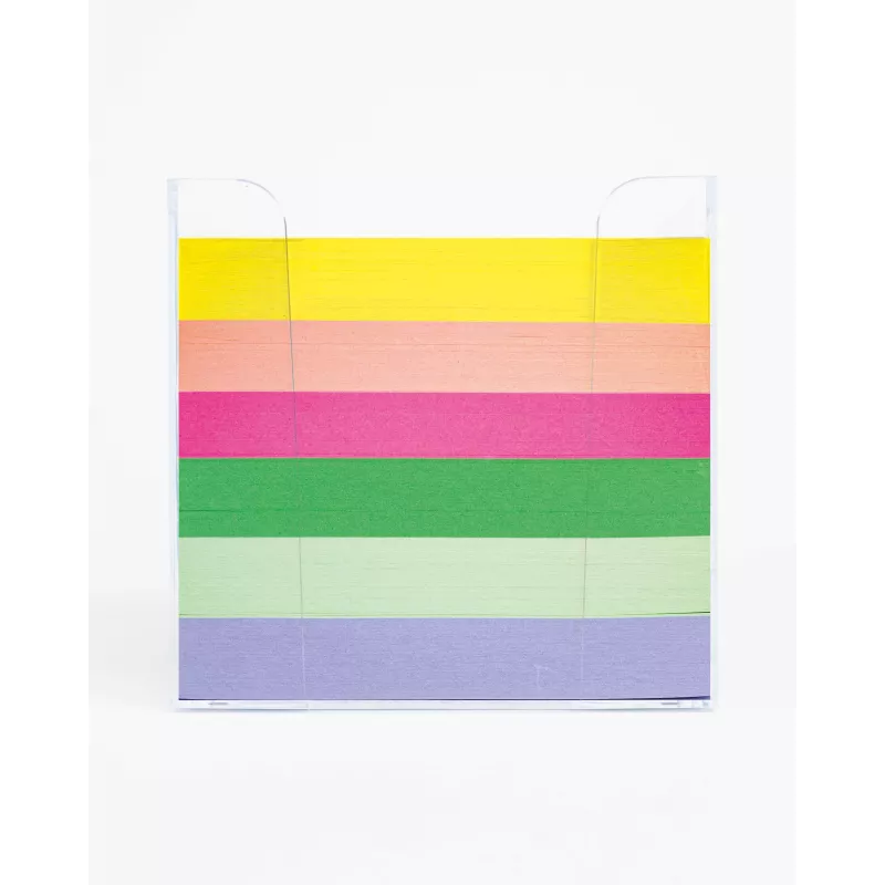 Folia notitiebox HAPPY VIBES transparant incl. 700 notitiebriefjes
