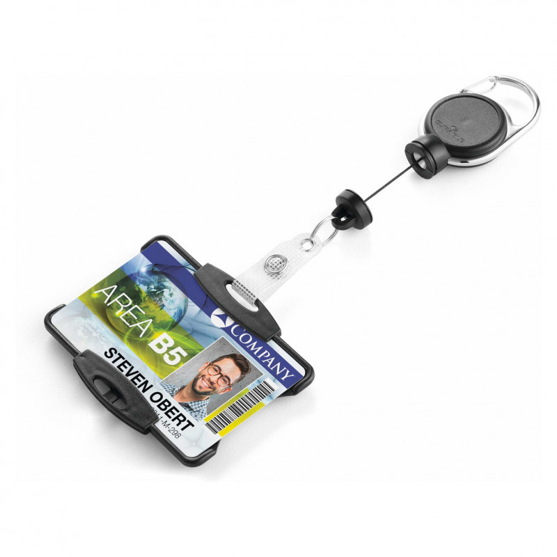 DURABLE pasjeshouder met yoyo EXTRA STERK voor 1 kaart, zwart (868901)
