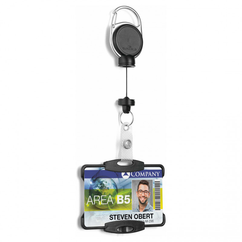 DURABLE pasjeshouder met yoyo EXTRA STERK voor 1 kaart, zwart (868901)