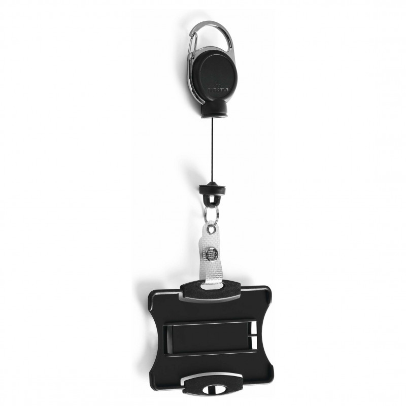 DURABLE pasjeshouder met yoyo EXTRA STERK voor 1 kaart, zwart (868901)