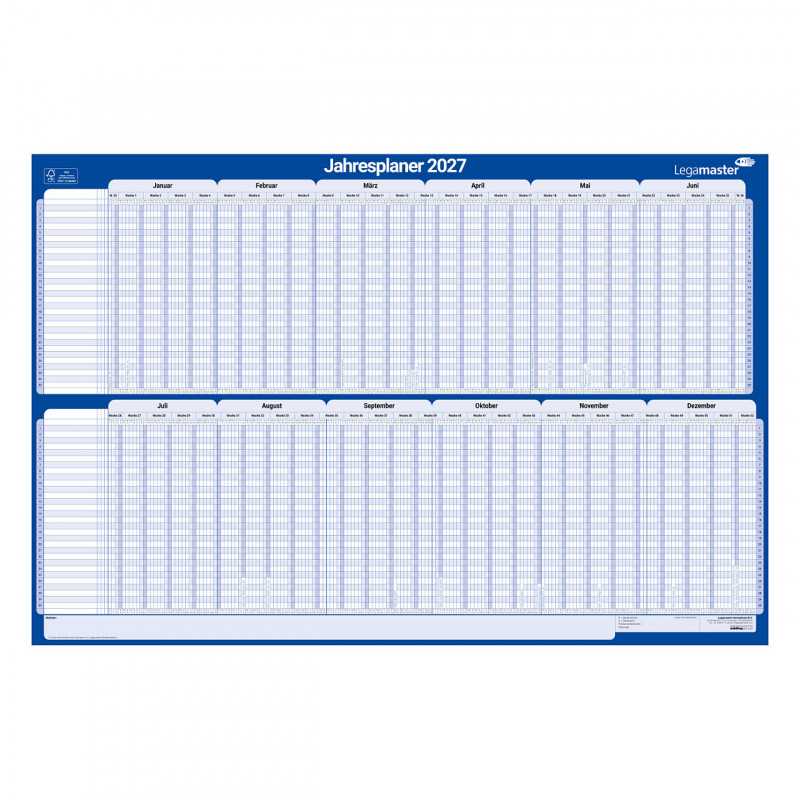 Legamaster projectjaarplanner, maandindeling, 90 x 60 cm