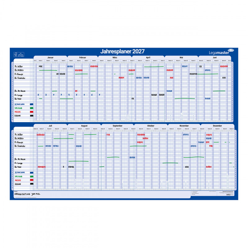 Legamaster projectjaarplanner, maandindeling, 90 x 60 cm