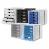 HAN 1450-64 DIN A4 ladebox, 5 gesloten laden, transparantblauw/lichtgrijs, 27,5 x 33 x 32 cm