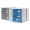 HAN 1450-63 DIN C4 ladebox, 5 gesloten laden, transparant lichtgrijs, 27,5 x 33,0 x 32,0 cm