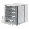 HAN 1450-63 DIN C4 ladebox, 5 gesloten laden, transparant lichtgrijs, 27,5 x 33,0 x 32,0 cm
