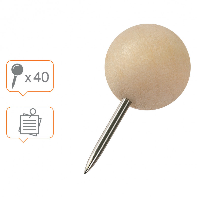 nobo prikbordpinnen, bruin, 40 stuks