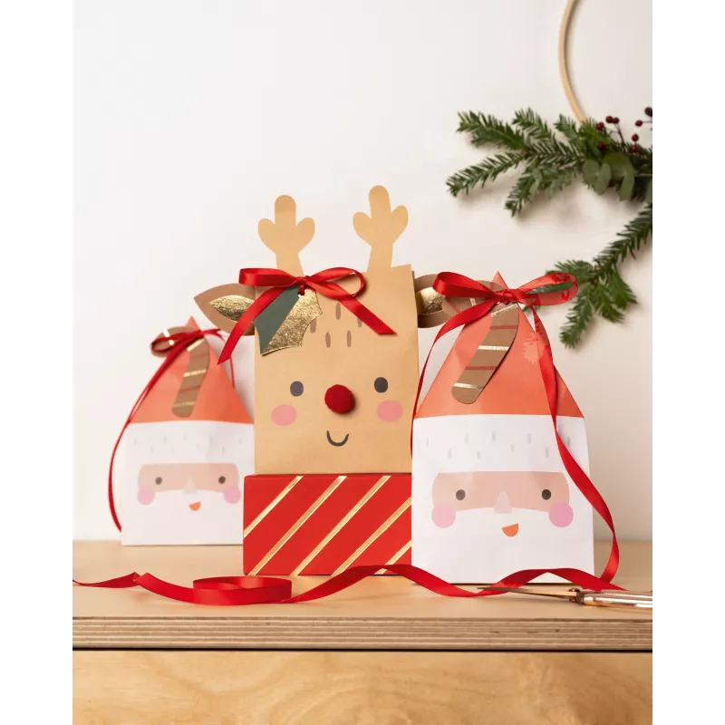 Folia papieren zakken Santa & Deer meerkleurig