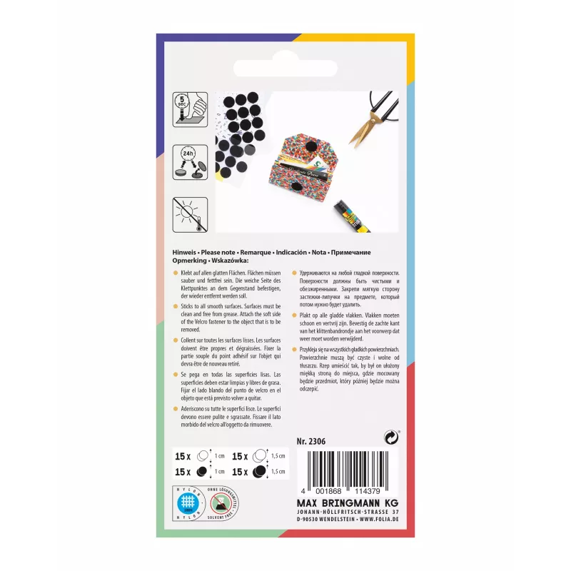 Folia klittenbandpunten, zwart & wit (2306)