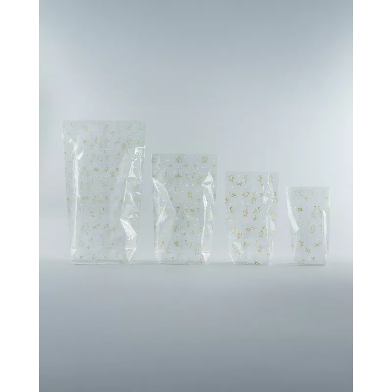 folia cellofaanzakjes 9.5 x 16.0 cm transparant met gouddruk