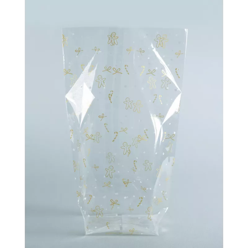 folia cellofaanzakjes 9.5 x 16.0 cm transparant met gouddruk
